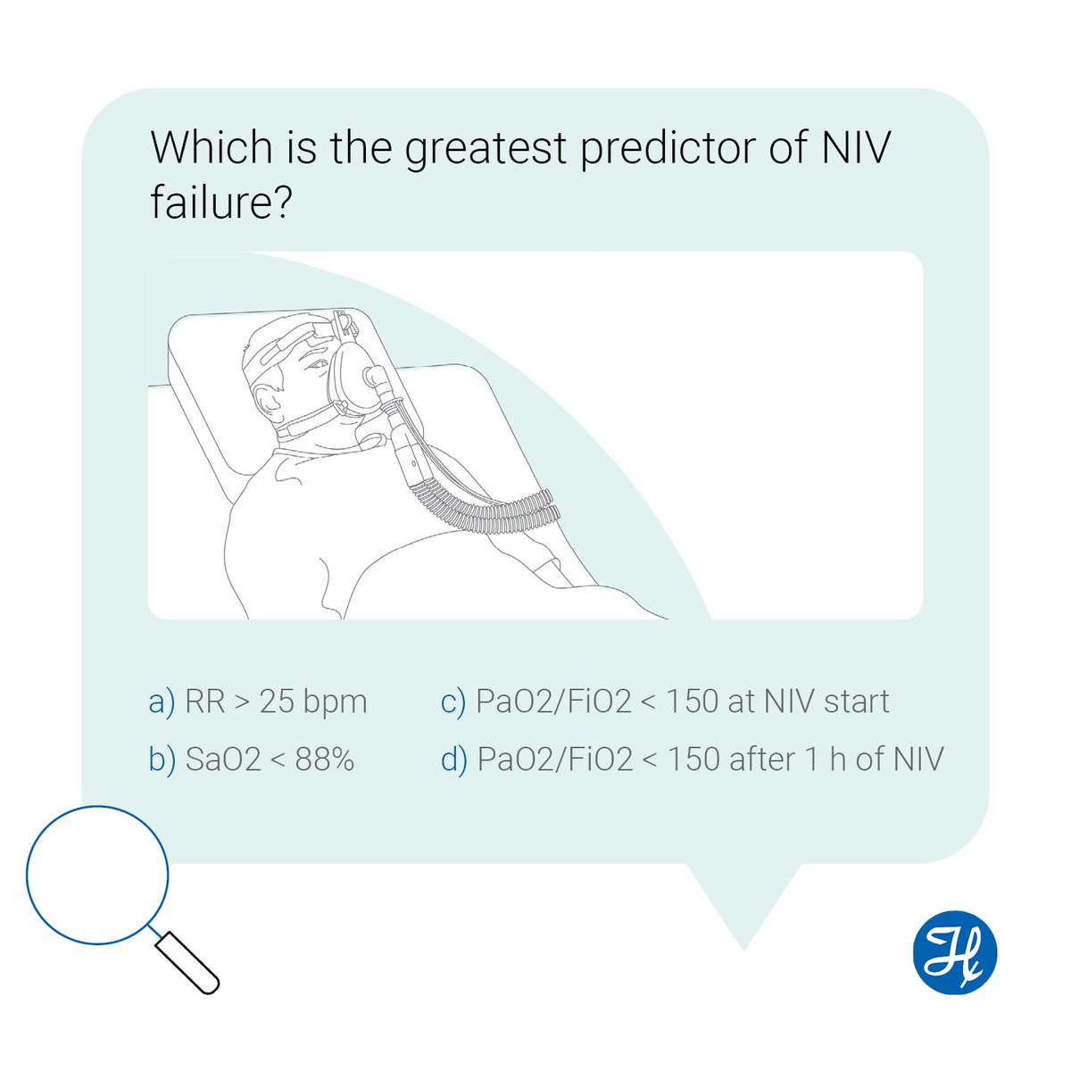 HamiltonMedical's tweet photo. #VentilationQuiz! A patient presents with #pneumonia and is initiated on #NIV. Which of the following is the greatest predictor of NIV failure?
Answer in the comments below & click the link to see if you were right! https://t.co/ZC1wSvpJvk
#TriviaTuesday #VentilationKnowledge https://t.co/76Tf8mQgCs