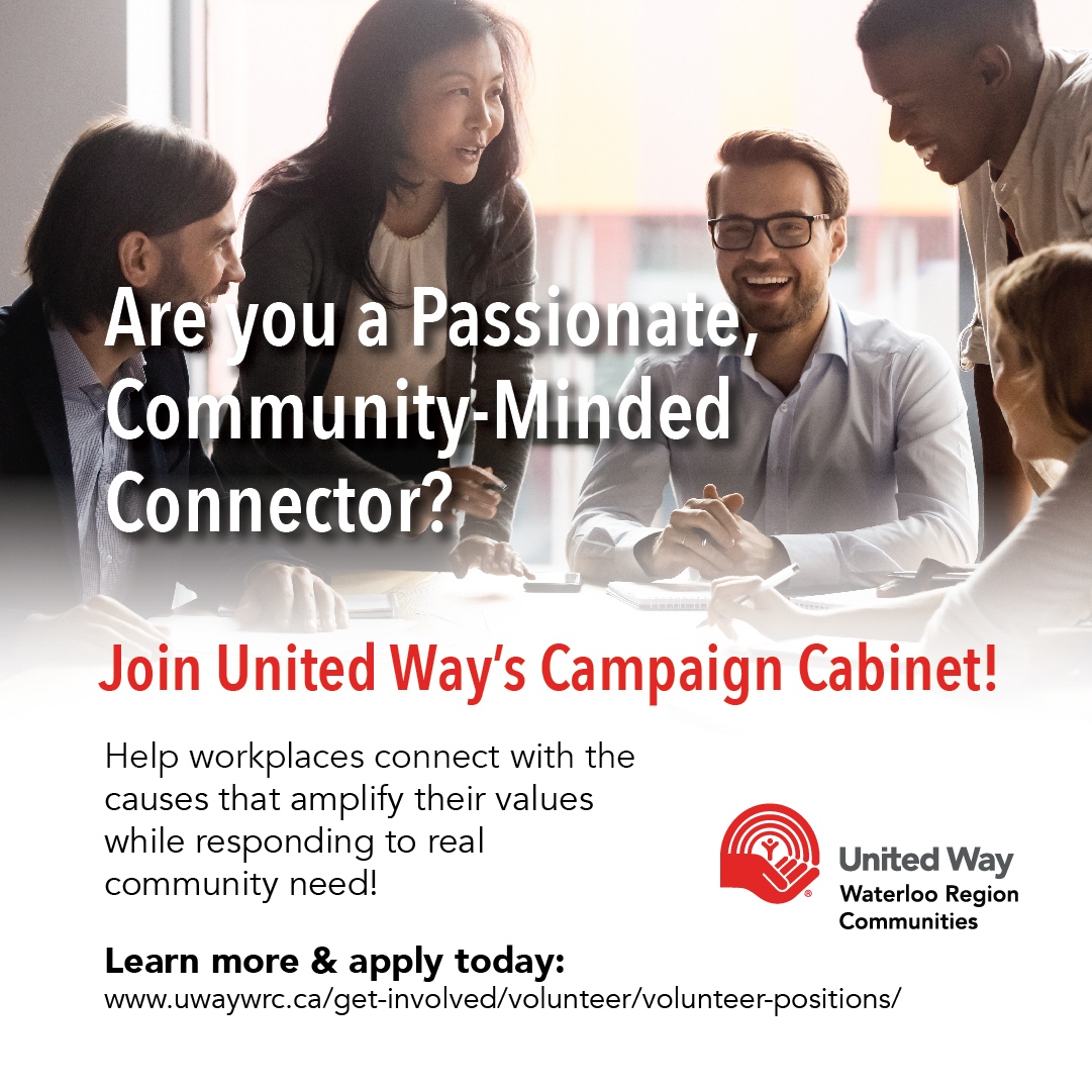 United Way’s Campaign Cabinet is looking for passionate community-minded leaders who are interested in creating awareness about issues in our region, highlighting our work and engaging potential donors. Learn more and apply today: uwaywrc.ca/get-involved/v…