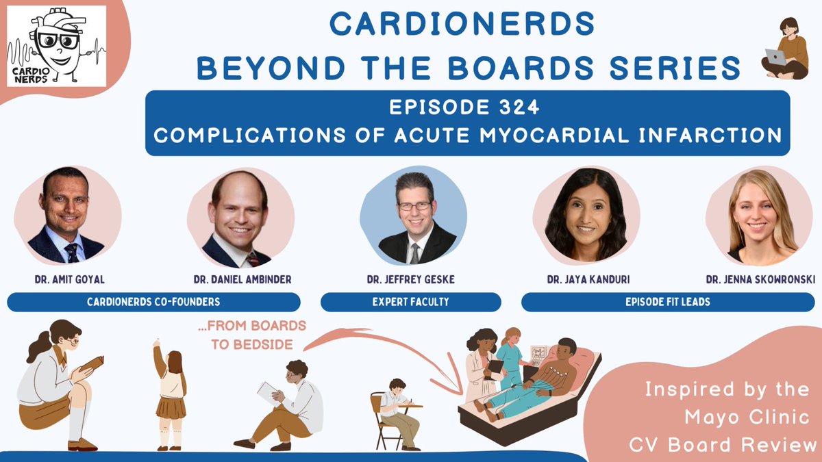 🎙️Delve into the world of acute MI complications on the latest @CardioNerds episode! Join experts as they chat about cardiogenic shock, arrhythmias, ruptures, & more. A must-listen!🔊 323. Beyond the Boards: Complications of Acute Myocardial Infarction with Dr. Jeffrey Geske