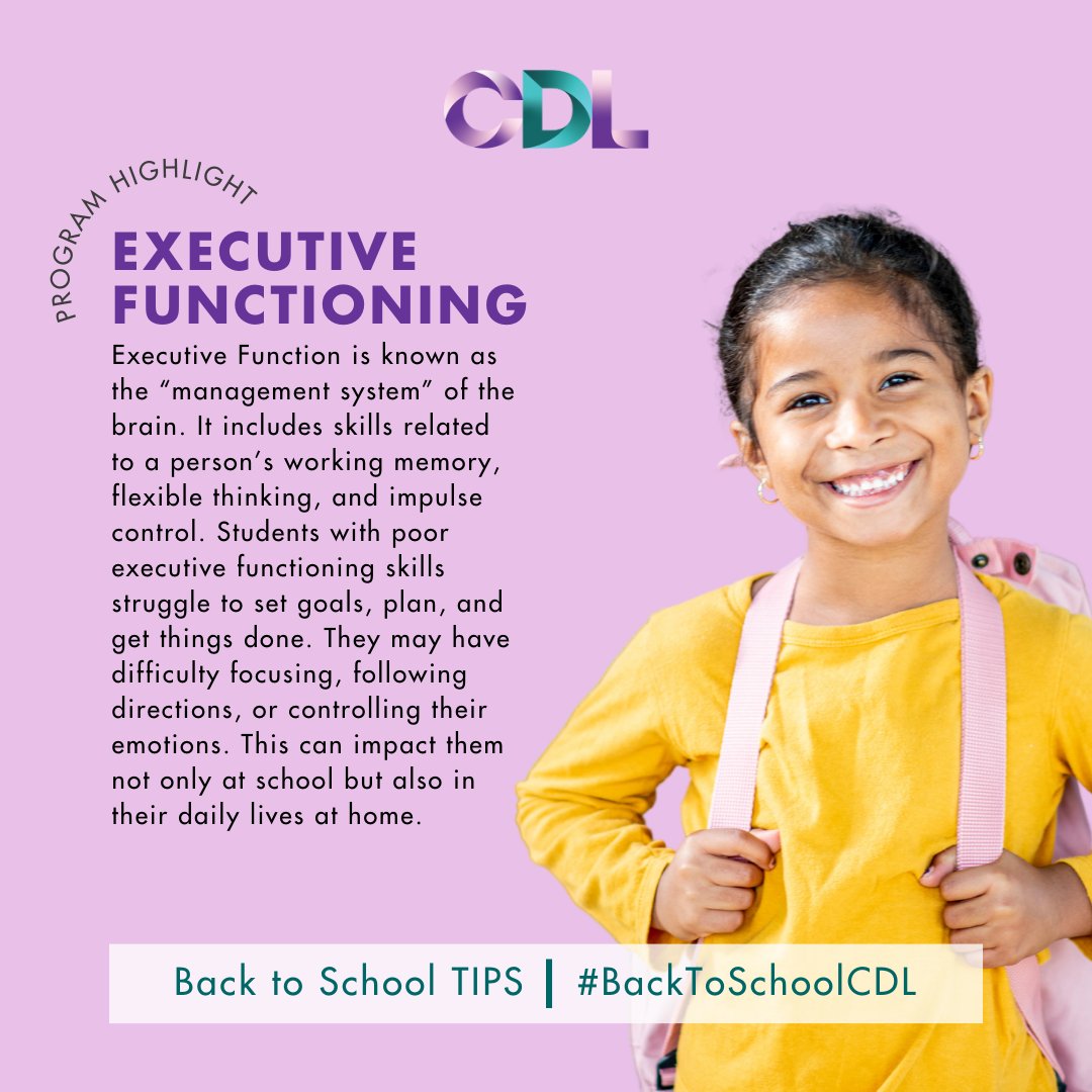 Empower Your Mind with Our Executive Functioning Program! 🧠💡 Join our Executive Functioning Program to strengthen crucial skills like organization, time management, and problem-solving. 🌟📚 #ExecutiveFunctioning #UnlockYourPotential #BackToSchoolCDL