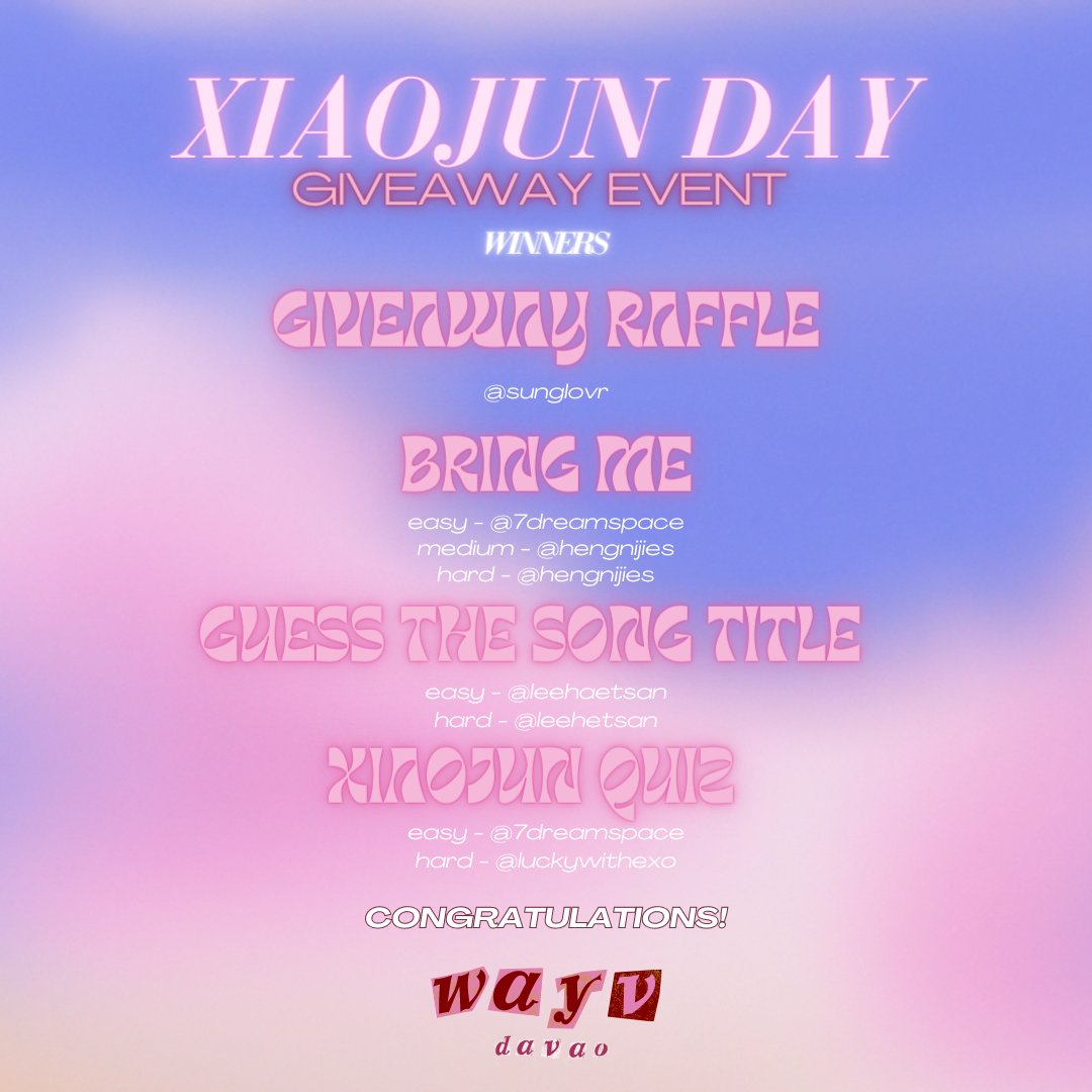 Thank you everyone for joining us celebrate Xiaojun's birthday and a huge congratulations to our winners! ❤️🦖

Happy Xiaojun Day! 
#PrinceofLoveXIAOJUNday 
#肖俊0808生日快乐 
#세계로맨티스트강아지의날_샤오쥔생일 
#HAPPYXIAOJUNDAY