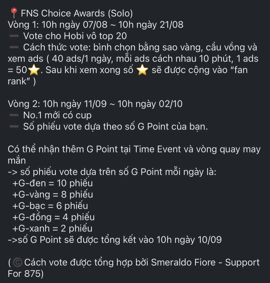 seokseokvn0218's tweet photo. VOTE CHO HOBI GIẢI FNS SOLO ❤️‍🔥

‼️Chi tiết ở trong ảnh 2

🔗https://t.co/gm3mBeZXmd

#jhope #제이홉 #정호석 #방탄소년단제이홉 #GoldenMainDancer https://t.co/Uupn8tQnlT