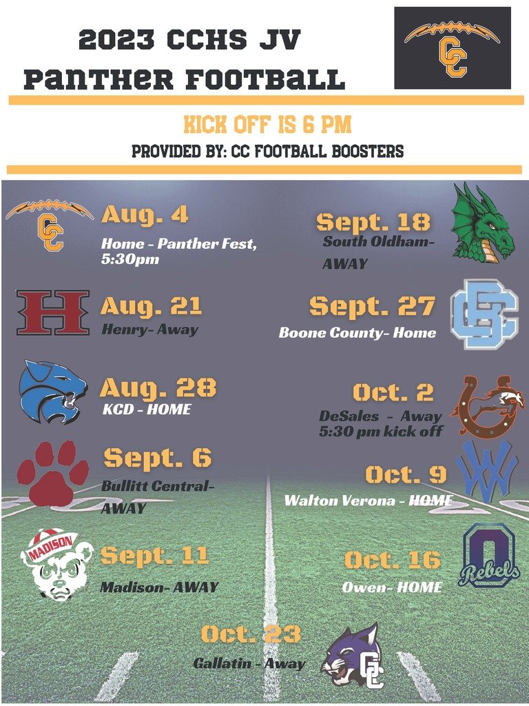 Carroll County High School JV Football team has updated its schedule. Support your Panthers!