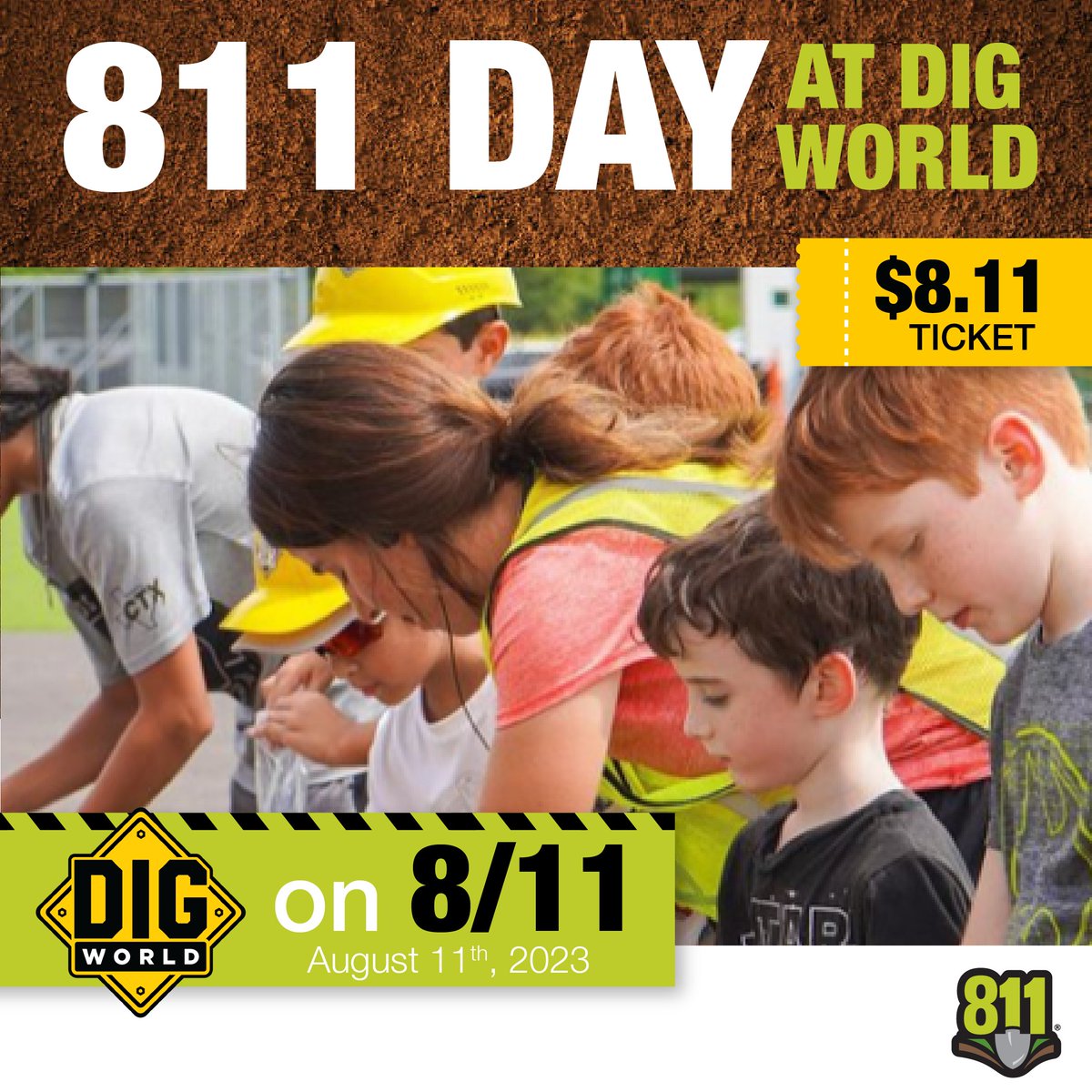 texas811's tweet image. Visit us at @DigWorldTX this Friday, August 11th for #National811Day. Tickets are $8.11. 

For more info about 811, visit: texas811.org/every-dig-coun…

#EveryDigCounts #KnowWhatsBelow
