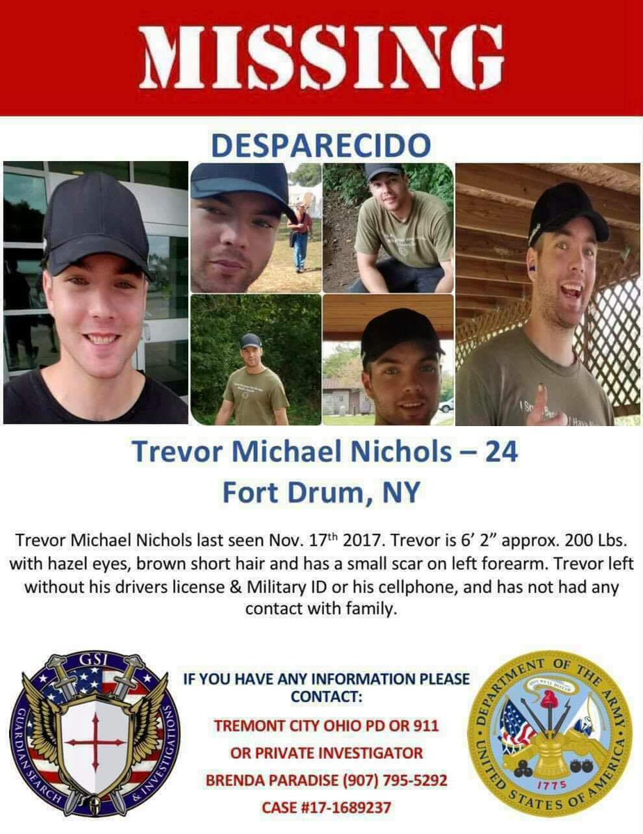 Missing Solider, last seen in 2017. I served in his Brigade. He has multiple tours and was about to transfer to a new Duty station. I worked with the family running into dead ends. Let's share this soldier and help find him! 
#Veteran #missingsoldier #fortdrum #10thmountain