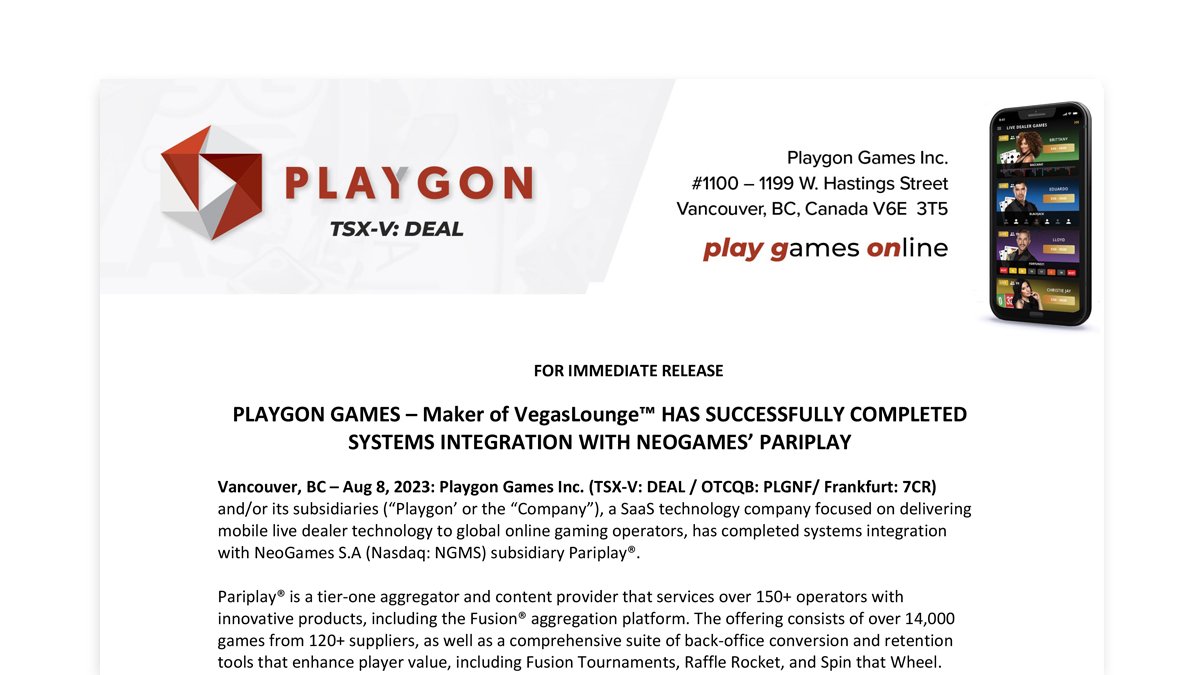 Playgon Games Inc. tweet media
