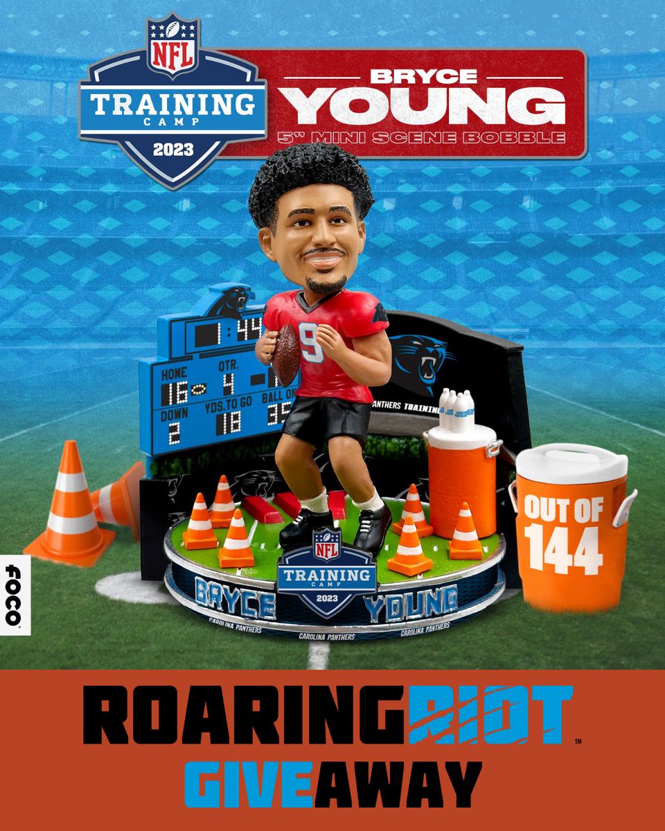 roaringriot's tweet photo. Hey everyone! 

We're partnering with @FOCOUSA to giveaway this Bryce Young 2023 NFL Training Camp Bobblehead!
-
TO ENTER:
1. Like &amp; RT this post
2. FOLLOW us, @FOCOusa &amp; @focobobbles
3. Reply with your favorite Panthers GIF
-
Winner will be chosen Friday! US/CA entries only. https://t.co/L2VZynjMaB