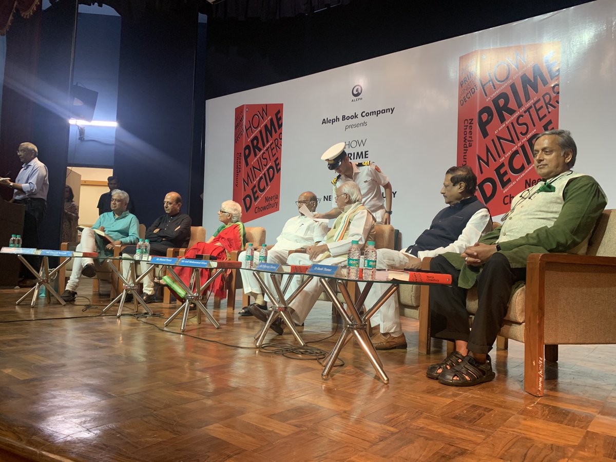 Aleph Book Company (@alephbookco) on Twitter photo Our panelists at <a href="/neerjachowdhury/">NEERJA CHOWDHURY</a>’s book launch. #HowPrimeMinistersDecide.
<a href="/ShashiTharoor/">Shashi Tharoor</a> <a href="/PawarSpeaks/">Sharad Pawar</a> <a href="/prithvrj/">Prithviraj Chavan</a> <a href="/sardesairajdeep/">Rajdeep Sardesai</a> Our panelists at <a href="/neerjachowdhury/">NEERJA CHOWDHURY</a>’s book launch. #HowPrimeMinistersDecide.
<a href="/ShashiTharoor/">Shashi Tharoor</a> <a href="/PawarSpeaks/">Sharad Pawar</a> <a href="/prithvrj/">Prithviraj Chavan</a> <a href="/sardesairajdeep/">Rajdeep Sardesai</a>
