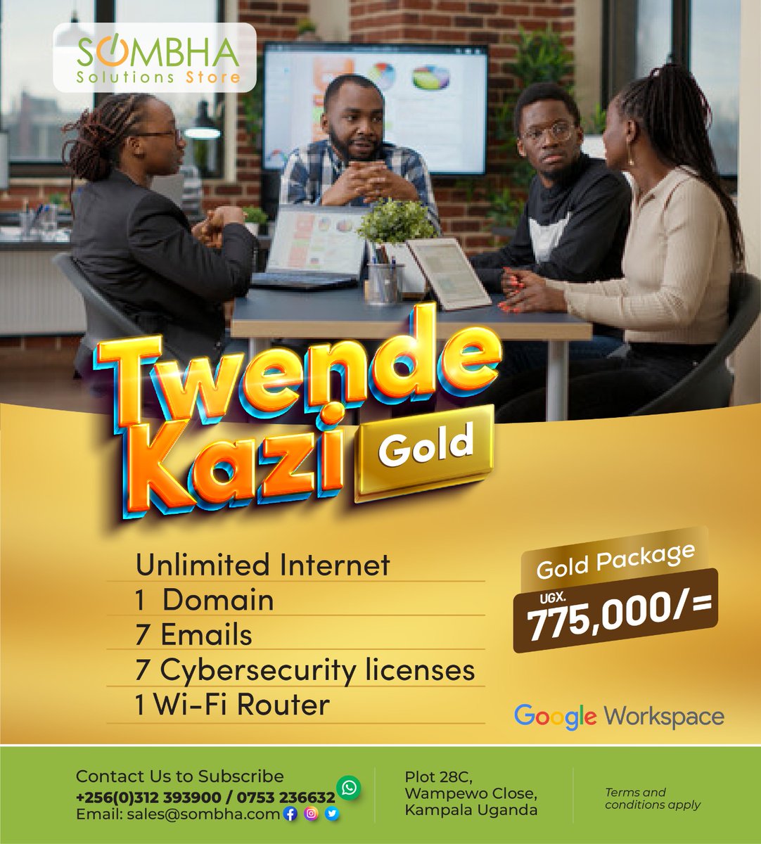SombhaStore's tweet image. You requested,we delivered !!! With Twende kazi Premium ,Gold and Lite , our customers have a wide range of options to choose from to boost productivity and grow their Small and Medium sized businesses.#UnlimitedInternet #Cloudsolutions  #EmailConnections #WirelessWonders.