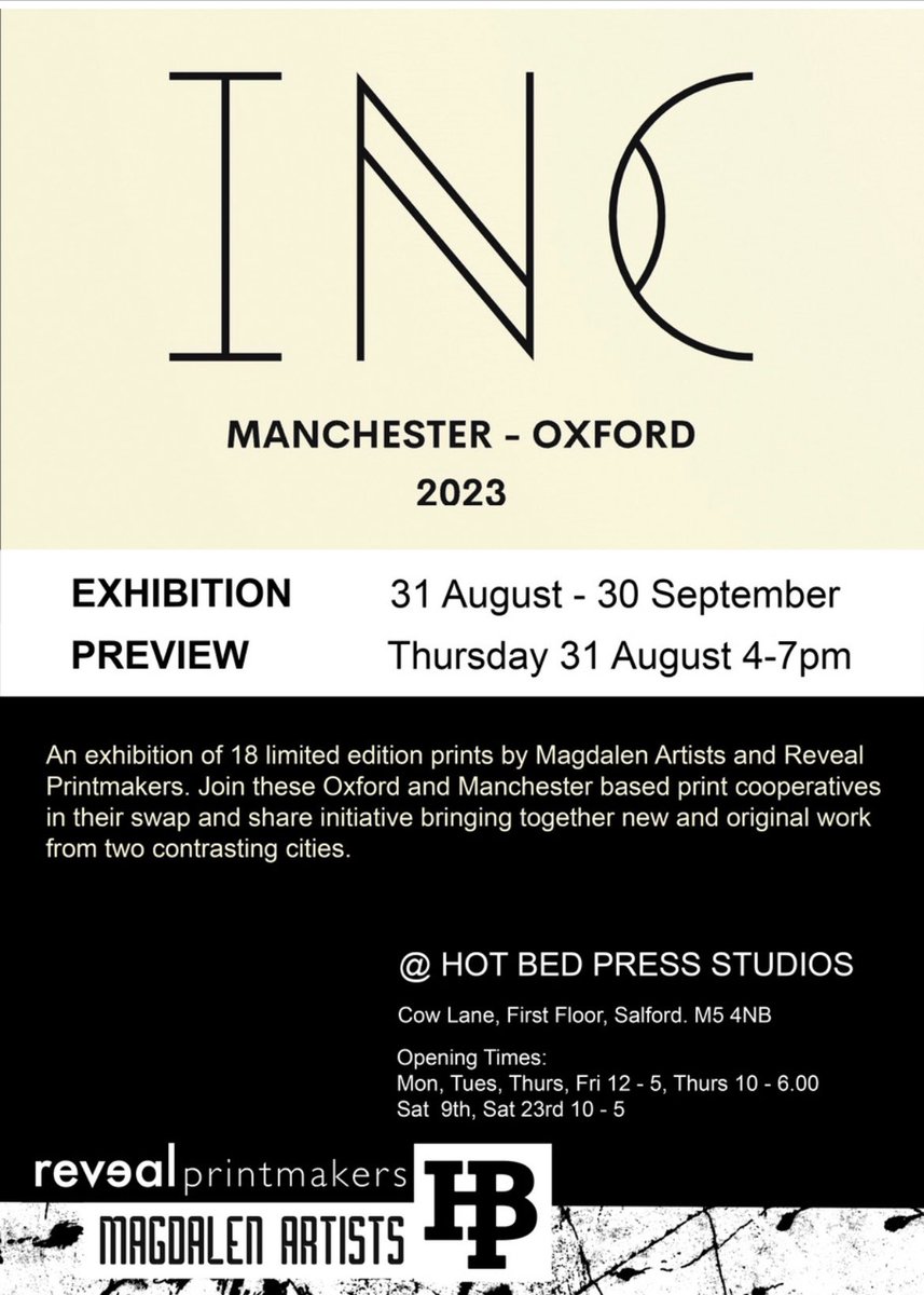 Exhibition of new prints in this collaboration between Reveal and Oxford Printmakers- INC