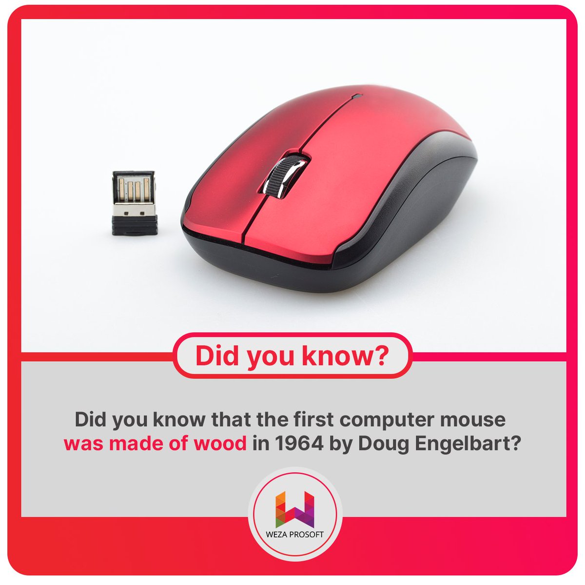 WezaProsoft's tweet photo. #Tech Fact: The first computer mouse🖱️was actually made of wood by Doug Engelbart in 1964!
 #TechHistory #Innovation #ThrowbackThursday https://t.co/eOwLAeTXAy