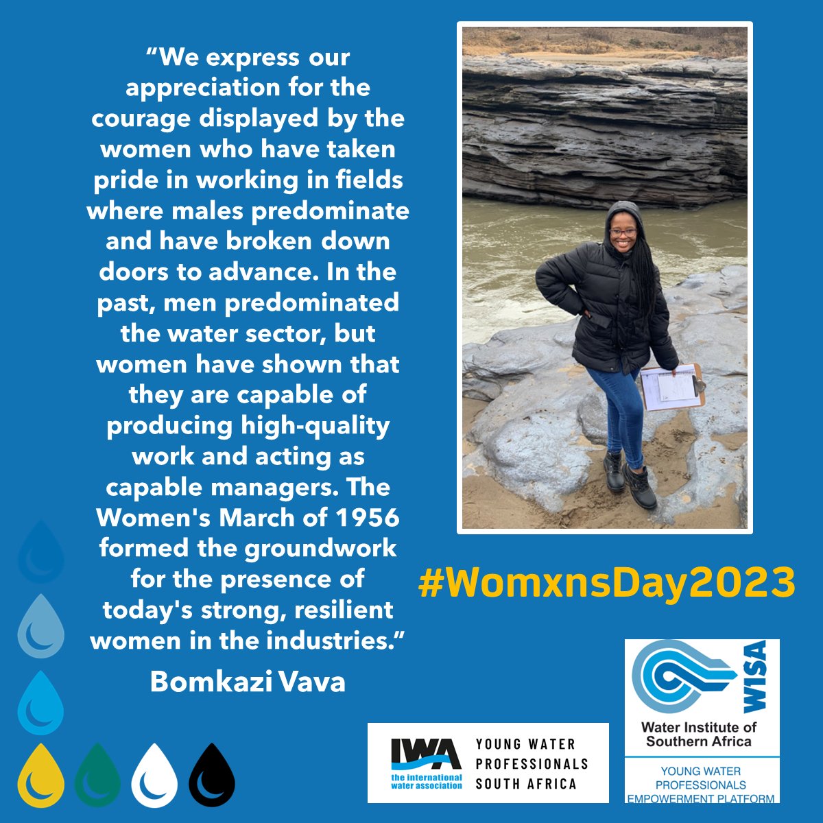 #HappyWomxnsDay2023! Young Water Professionals South Africa celebrates all womxn in the sector! Read a message below from inspirational #womxninwater Bomkazi Vava, <a href="/YWPZA/">Young Water Professionals South Africa</a> Eastern Cape Vice Lead.