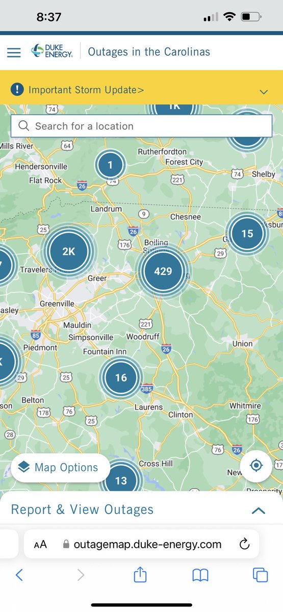 Linda Hannon (@hannonls) on Twitter photo Tremendous progress was made throughout the night as <a href="/DukeEnergy/">Duke Energy</a> crews restored power. Additional crews have arrived to assist with restoration. Online outage map will be updated throughout the day. @DE_SCPresident <a href="/DE_RyanMosier/">Ryan Mosier</a> <a href="/JiranRick/">Rick Jiran</a> Tremendous progress was made throughout the night as <a href="/DukeEnergy/">Duke Energy</a> crews restored power. Additional crews have arrived to assist with restoration. Online outage map will be updated throughout the day. @DE_SCPresident <a href="/DE_RyanMosier/">Ryan Mosier</a> <a href="/JiranRick/">Rick Jiran</a>