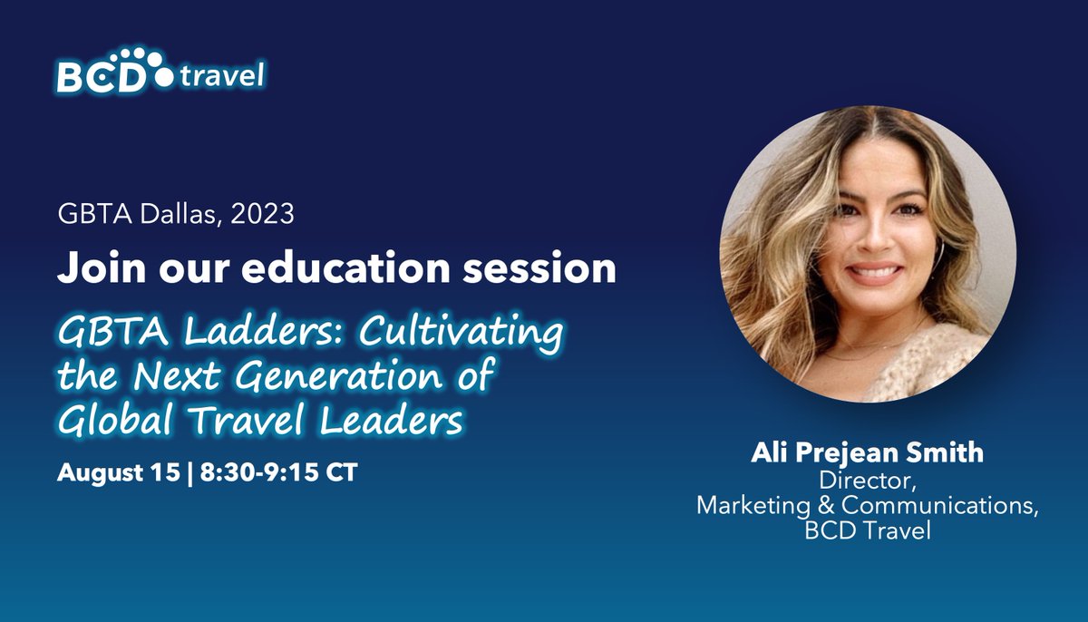 BCDTravel's tweet photo. Are you looking for ways to elevate your career in #BusinessTravel? Join this ⬇️ #GBTA2023 session and learn how @GBTALadders, a team-based mentorship program, can accelerate growth for you and your team-mates. 
BCD’s full speaker lineup at the show ➡️ https://t.co/TOKNbLyLsQ https://t.co/TJtOYrinWd