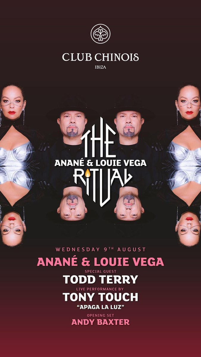 Todd Terry (@djtoddterry) on Twitter photo Wednesday August 9 #ibiza <a href="/LouieVeganyc/">Louie Vega</a> <a href="/ananesworld/">Anane ™ Vega</a> <a href="/djtoddterry/">Todd Terry</a> <a href="/DJTONYTOUCH/">Tony Touch</a> The Ritual at clubchinoisibiza.com Wednesday August 9 #ibiza <a href="/LouieVeganyc/">Louie Vega</a> <a href="/ananesworld/">Anane ™ Vega</a> <a href="/djtoddterry/">Todd Terry</a> <a href="/DJTONYTOUCH/">Tony Touch</a> The Ritual at clubchinoisibiza.com