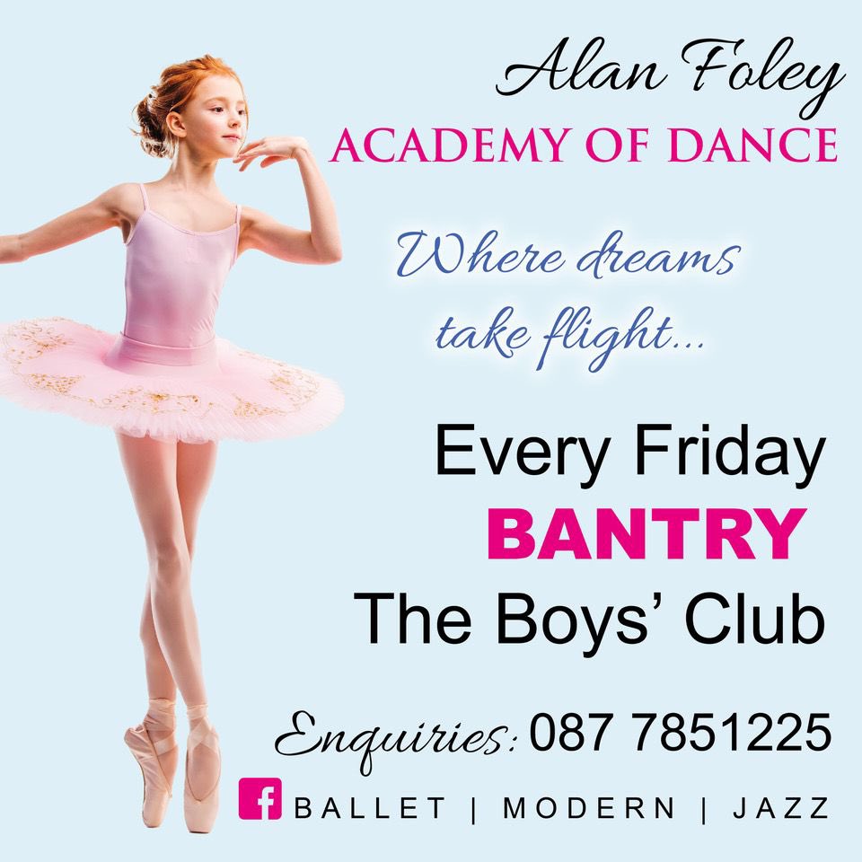 FoleyDance's tweet photo. Ballet, modern and jazz classes for children from 4 years of age every Friday in the Boys’ Club, Bantry. Starting back on Friday 8th September. Text us on the WhatsApp school number 087-7851225 to book a place for your child. https://t.co/V9k4h1J2zO