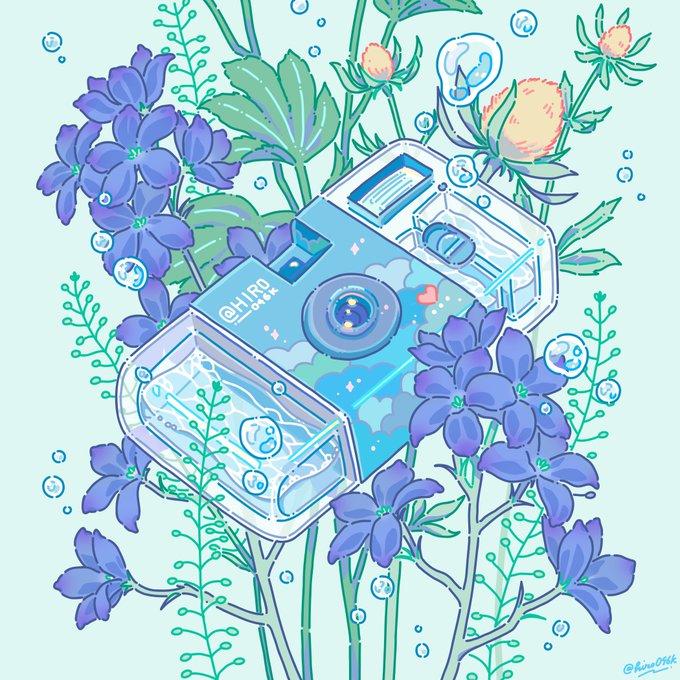 「blue flower water drop」 illustration images(Latest)