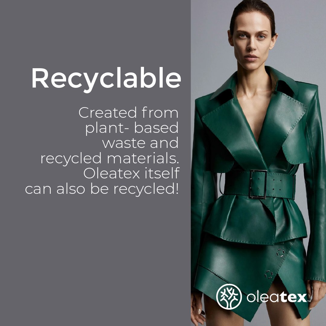 oleatextr's tweet photo. Recyclable
Created from plant- based waste and recycled materials. Oleatex itself can also be recycled!
 
#oleatex #nextgenmaterial #sustainability #vegan https://t.co/EWGSdnZHhU