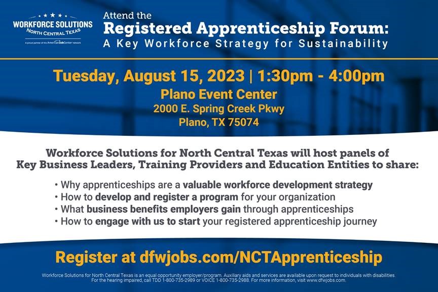 Don't miss out! Join @WSNCT FREE forum, 'Registered Apprenticeship: A Key Workforce Strategy for Sustainability'. Learn from industry pros and educators, gain insights, and supercharge your organization with actionable programs and resources. Register now: dfwjobs.com/nctapprentices…