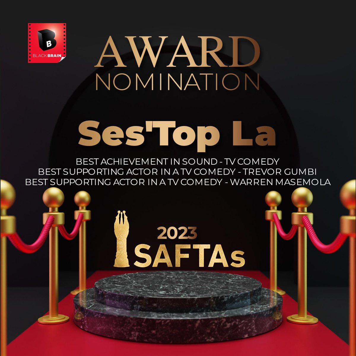 BlackBrainSA's tweet image. We are deeply humbled and immensely grateful to stand among the esteemed nominees at this year's SAFTA awards. It's not just recognition but also a reaffirmation of our commitment to telling stories that resonate, and it's only possible because of the awe-inspiring land #Saftas
