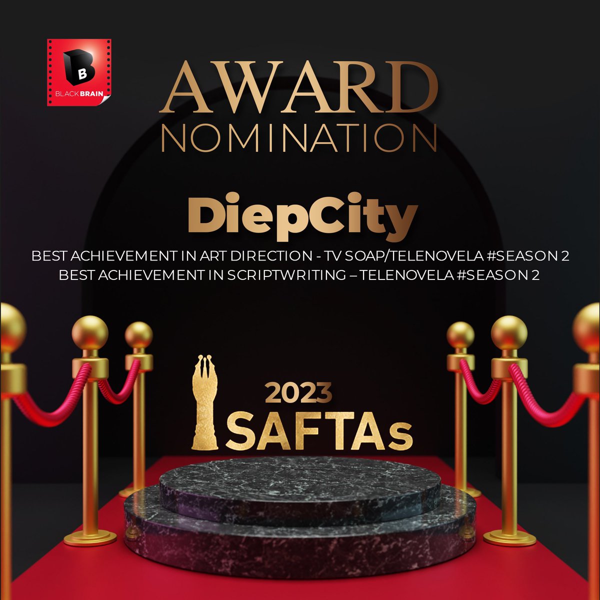 BlackBrainSA's tweet image. We are deeply humbled and immensely grateful to stand among the esteemed nominees at this year's SAFTA awards. It's not just recognition but also a reaffirmation of our commitment to telling stories that resonate, and it's only possible because of the awe-inspiring land #Saftas