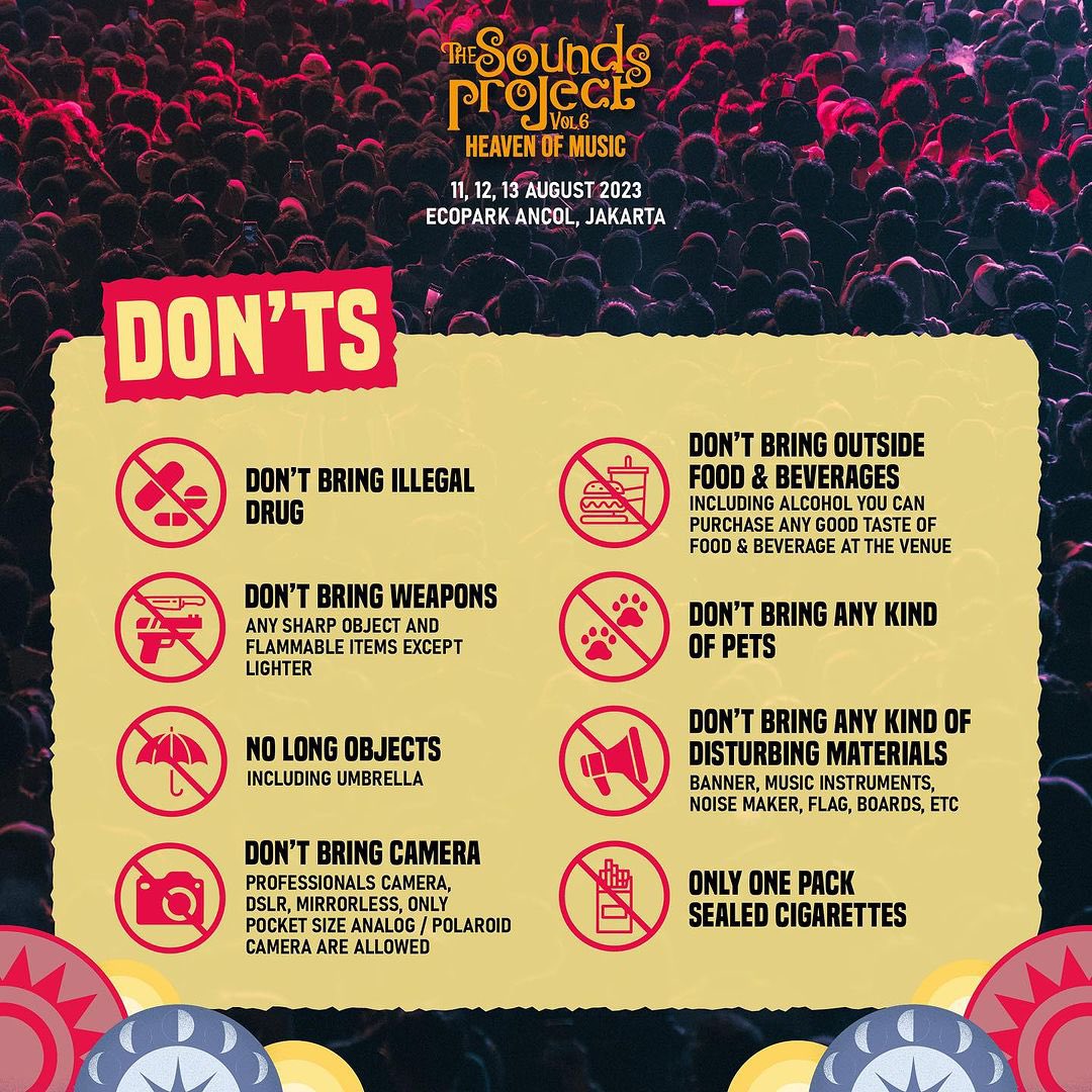 This is The Sounds Project Vol.6 rules for audience and media, do obey all of the rules and Do’s and Don’ts mentioned for an enjoyable festival this weekend. We’ll meet again soon❤️

#TSP6
#HeavenOfMusic
#TheSoundsProject