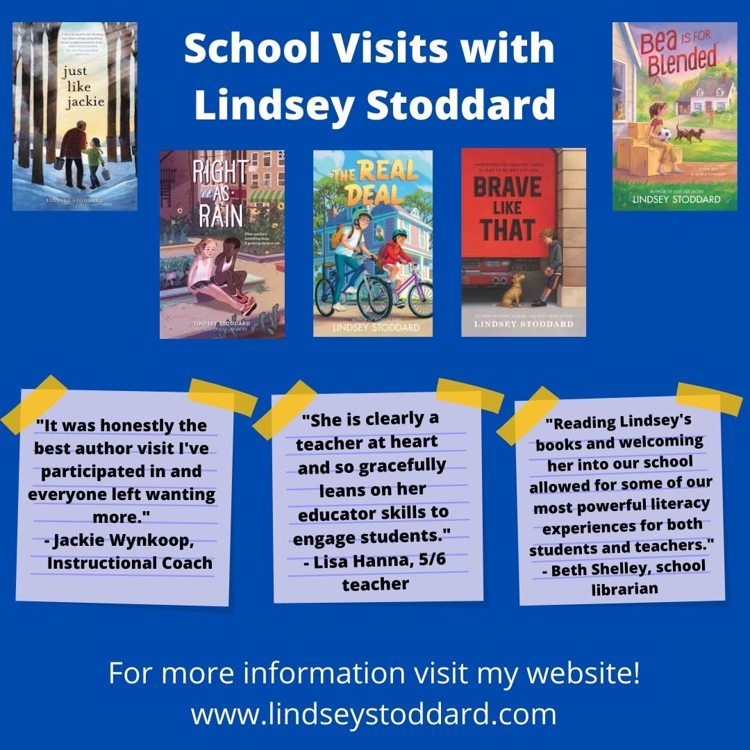 Booking now! I can’t wait to connect with young readers and writers! lindseystoddard.com