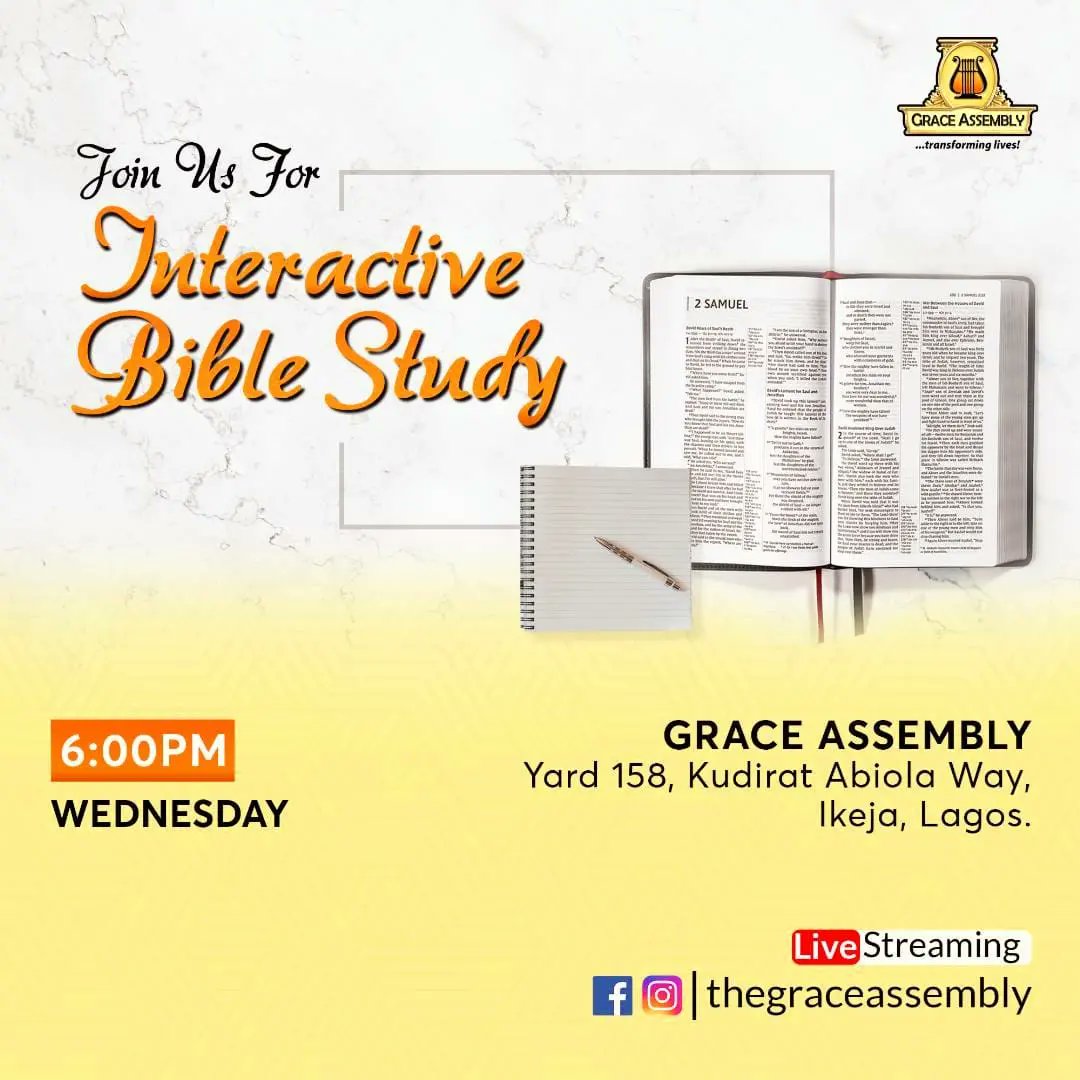 Grace_Assembly's tweet photo. Join us tomorrow and every Wednesday at 6pm for our interactive Bible study as we dig deeper into God's Word. 
Be sure to invite someone.

#BibleStudy
#InteractiveBibleStudy https://t.co/GXmJitWEjW