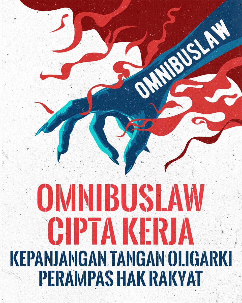 LION_Indonesia's tweet photo. Omnibuslaw Cipta Kerja : Kepanjangan tangan oligarki untuk merampas hak hak rakyat.
#cabutuuciptakerja #hapusoutsorcing #tolakuuciptakerja https://t.co/VFBkHO5bCH