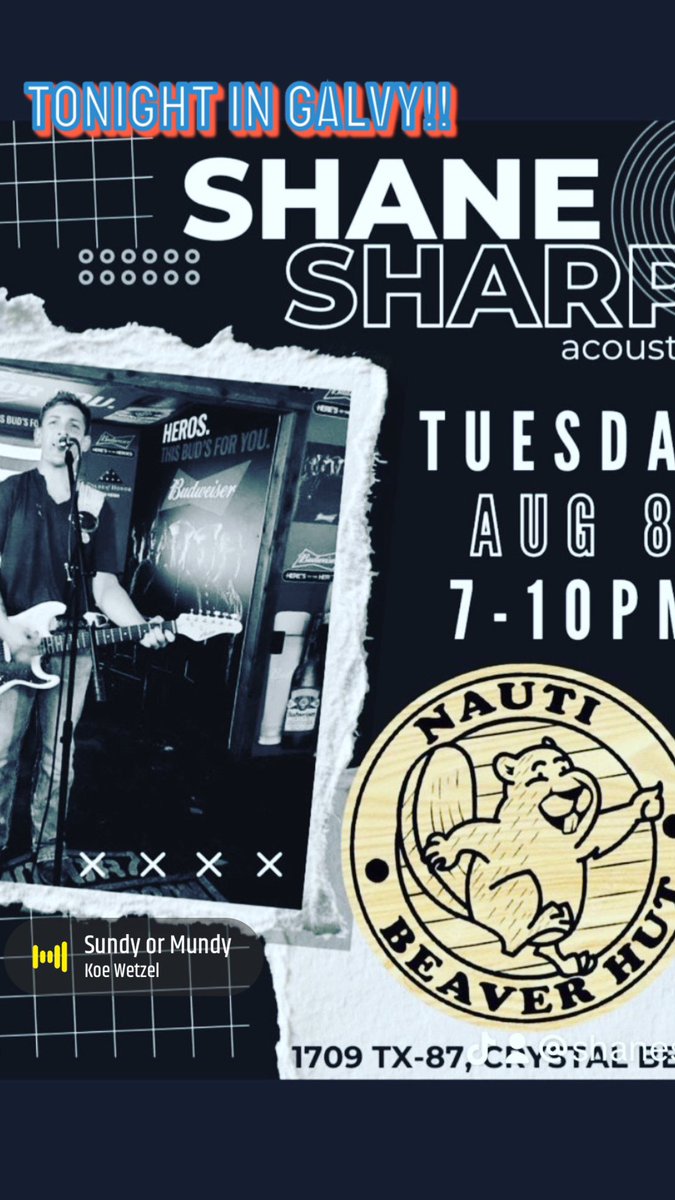 SHANEsharpTx's tweet photo. Tonight in Galveston! #sstx Shane Sharp #beachlife #love #livemusic #tx #songwriter #houston https://t.co/QAvQQBEurP