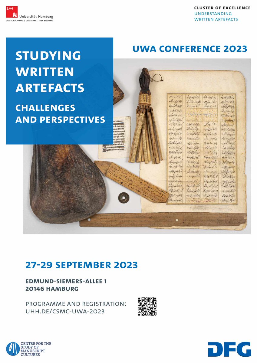 Join us in Hamburg from 27-29 September for our most comprehensive conference on #written #artefacts to date, featuring more than 160 presentations by 120 speakers!
The programme is out now and registration is open:

csmc.uni-hamburg.de/uwa2023.html