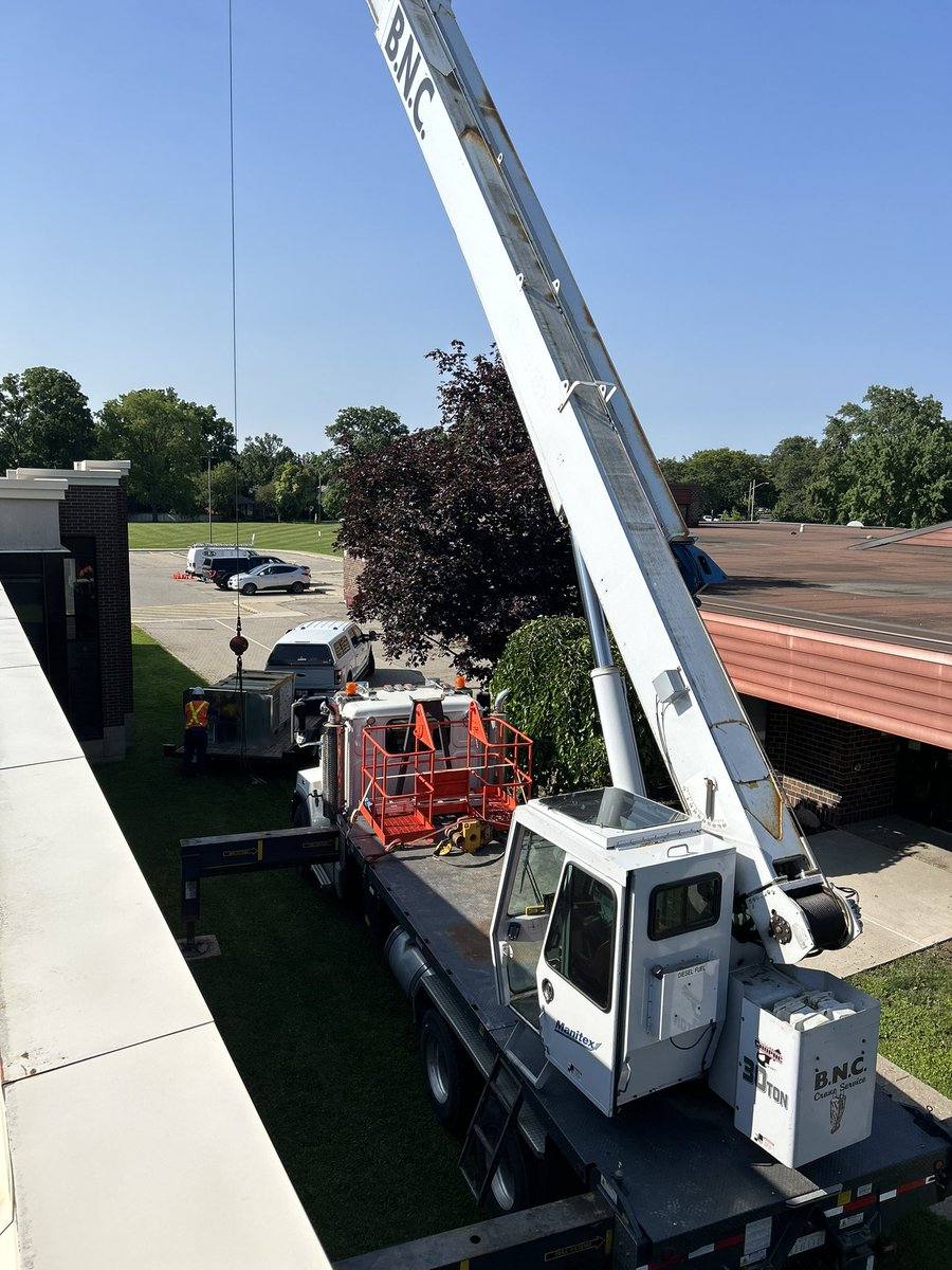 New week, new install! 2 New efficient packaged roof top units made their way onto the CEC roof. These units will provide reliable ventilation &amp; conditioning for our awesome staff!