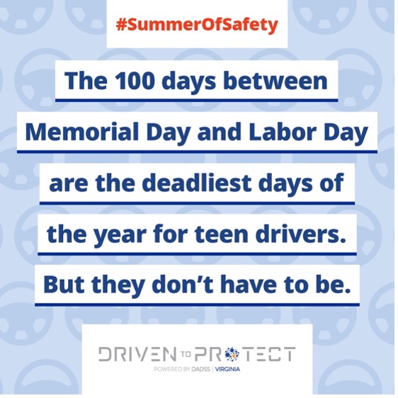 Driven to Protect VA (@drvntoprotectva) on Twitter photo What are the #100DeadliestDays? Besides being the motivation behind our #SummerofSafety, these days are the most dangerous and deadly days for teen drivers on the road. Be vigilant to protect yourself and others during this period.
Read more here: bit.ly/447NGmf What are the #100DeadliestDays? Besides being the motivation behind our #SummerofSafety, these days are the most dangerous and deadly days for teen drivers on the road. Be vigilant to protect yourself and others during this period.
Read more here: bit.ly/447NGmf