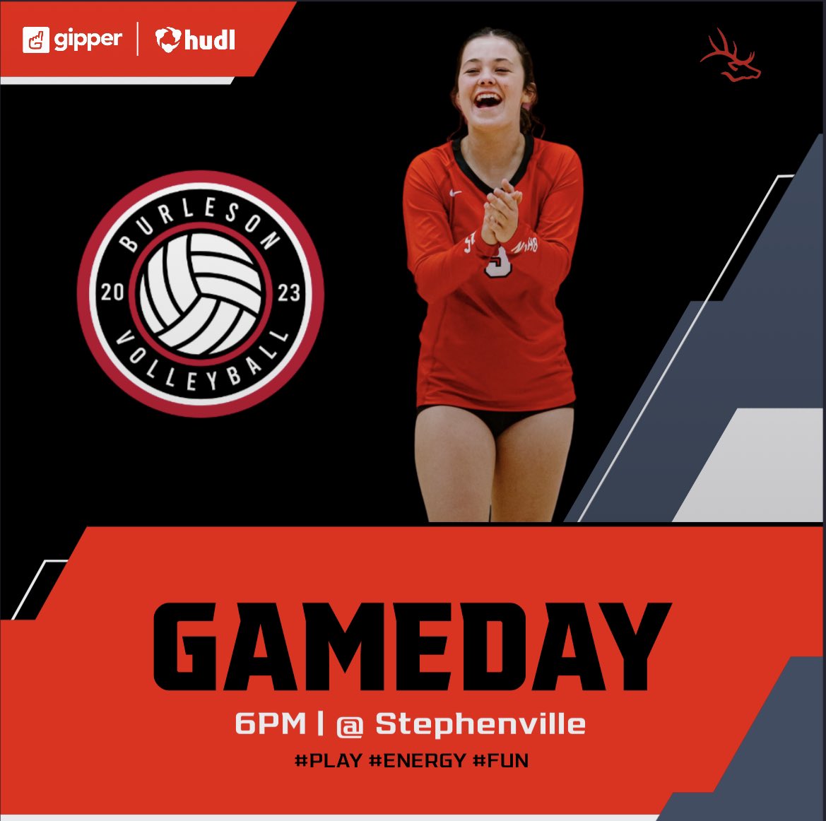 🏐GAMEDAY🏐
📍Stephenville HS
🎟️Tickets-cash at the door
⏰5:00-JV/9A
⏰6:00-Varsity
#FUN
#PLAY 
#ENERGY 
<a href="/BurlesonSports/">Burleson ISD Athletics</a> <a href="/BurlesonISD/">BurlesonISD</a> <a href="/Gosset41/">Brian Gosset</a> <a href="/GMsportsmedia1/">GM Sports Media</a>