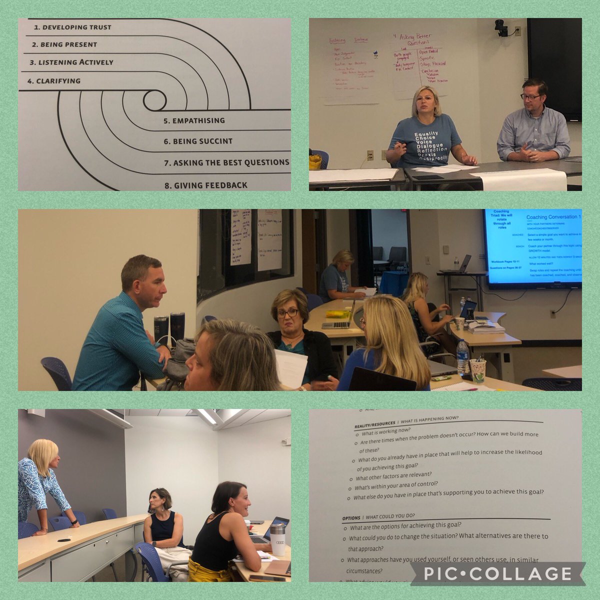 Day ✌️ of instructional coaching PD centered around actionable practice.  Triads worked through real life goals where one member was the goal setter, one was the coach, and the third was a process observer. #learnbydoing #impactteams #instructionalcoaching @ESCoftheWR