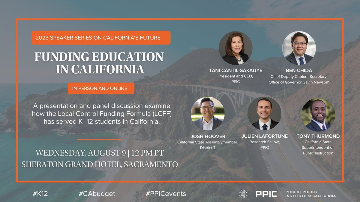 PPICNotes's tweet image. TOMORROW: 10 years since CA implemented the Local Control Funding Formula (#LCFF), how has this funding approach served our students? Join us for a discussion featuring @BenChidaCA, @joshua_hoover, and @TonyThurmond! 

Register to attend in person: bit.ly/3DjjmcH