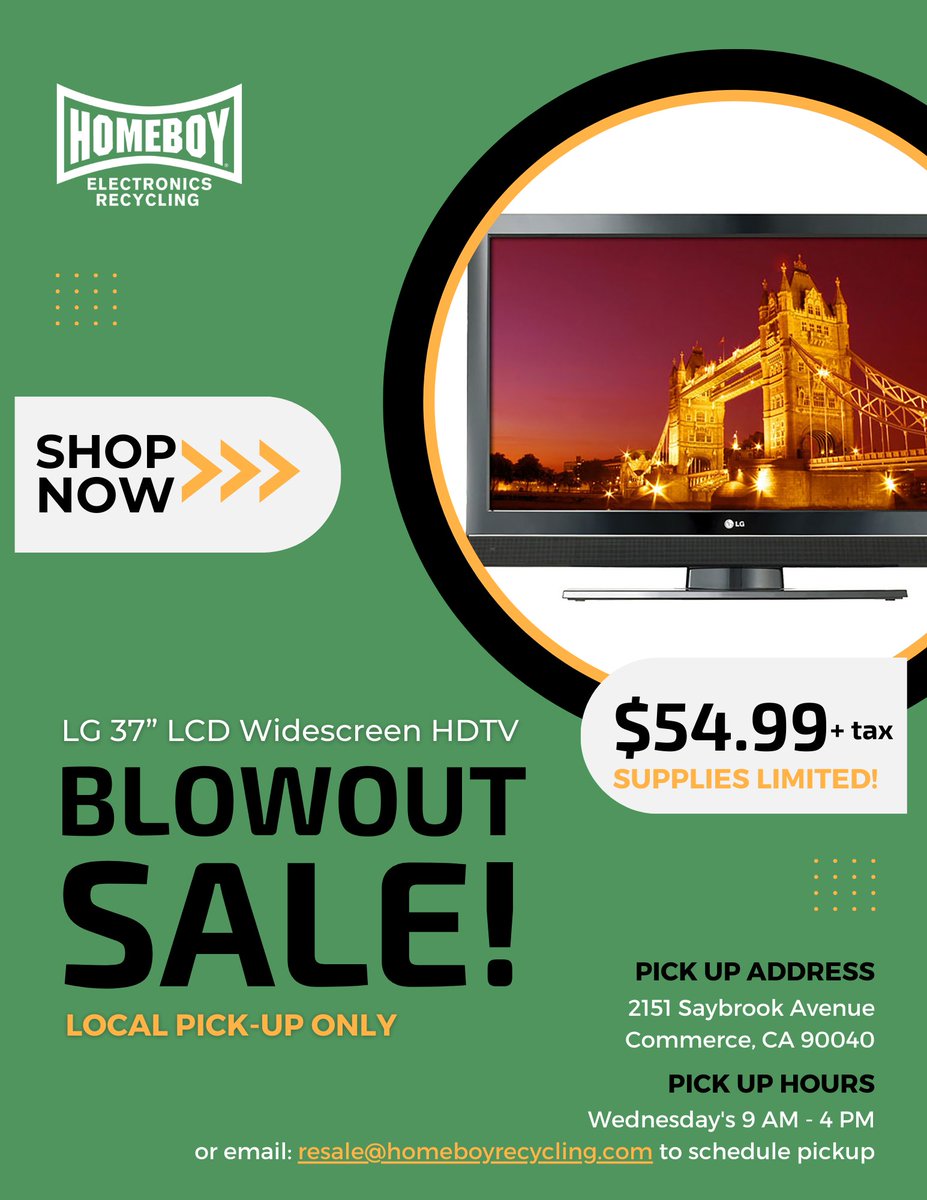 📺🔥 ONE-TIME BLOWOUT SALE 🔥📺

LG 37-inch Class 37LC50C LCD Widescreen HDTV is just $54.99! 

Shop Now:
hubs.ly/Q01ZSggQ0

🚨 LIMITED STOCK AVAILABLE 🚨
📍 Local Pickup in Los Angeles 📍