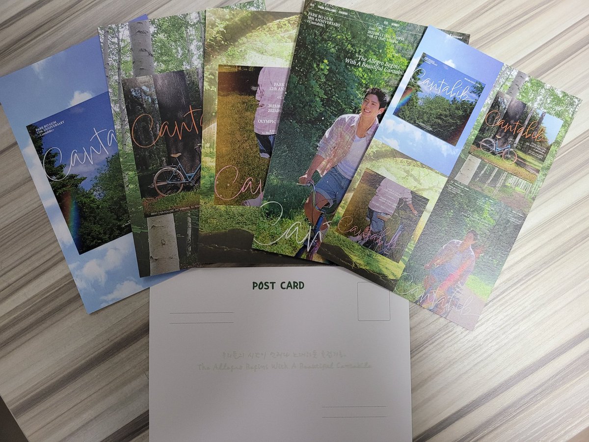 🌳🚲🎶 

12주년 기념 팬미팅을 맞이하여
소소한 나눔을 준비하였습니다.
많은 관심 부탁드립니다~ 

<Cantabile> 포스터 이미지 
5장1셋트 엽서 입니다. 

📍8월11일-50셋트
📍8월12일-40셋트
📍장소 시간은 현장 공지 예정