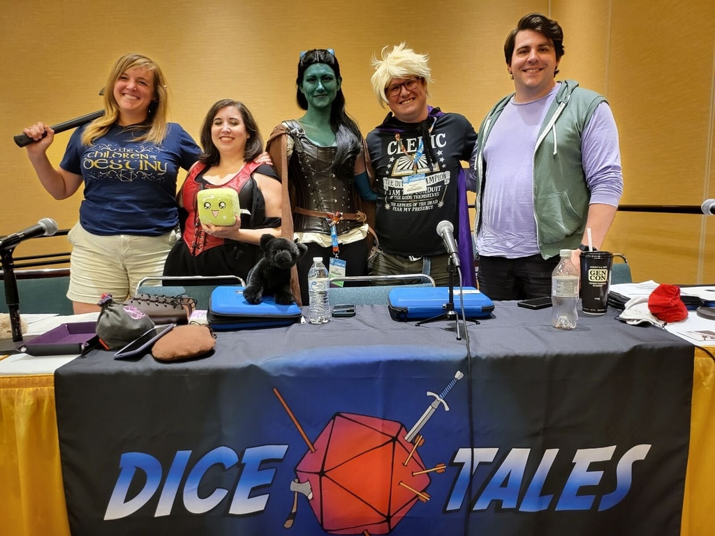 The Dice Tales Live team had a great live podcast event at Gen Con on Saturday! 👏 A big thank you to everyone who joined us for a night of fun, laughter, and (of course) adventure!
.
.
.
#DND #TTRPG #TabletopRPG #Podcast #GenCon2023 #GenCon #DiceTales #LivePodcast #GenConEvent