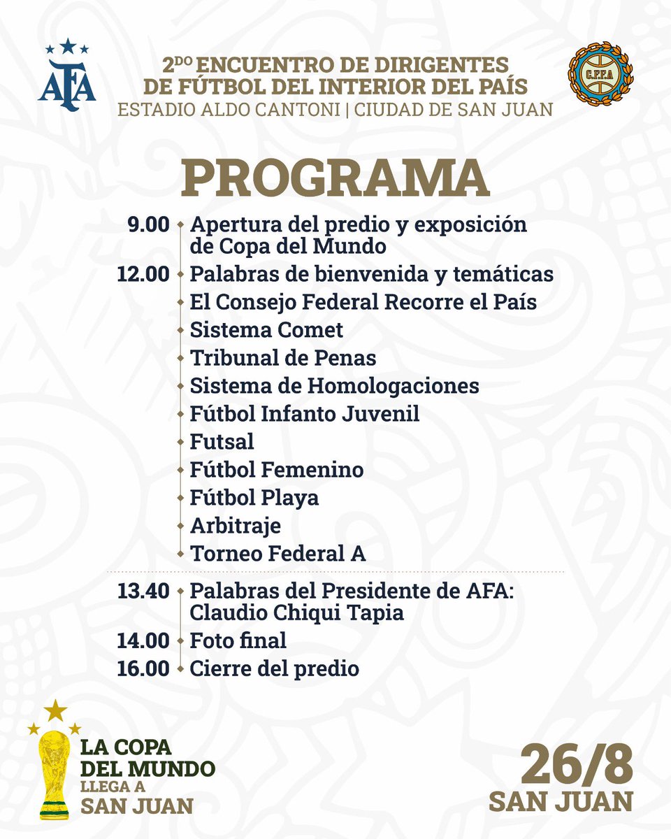 TovigginoPablo's tweet photo. Un punto de encuentro, de las 228 Ligas y los 3.586 Clubes (Asociaciones Civiles), que integran el Consejo Federal del Fútbol Argentino. Simplemente para que empiecen a conocer la INMENSIDAD DE NUESTRA GRAN FAMILIA, que llega a cada rincón de nuestro querido país!!! https://t.co/5LKMYD0IJj
