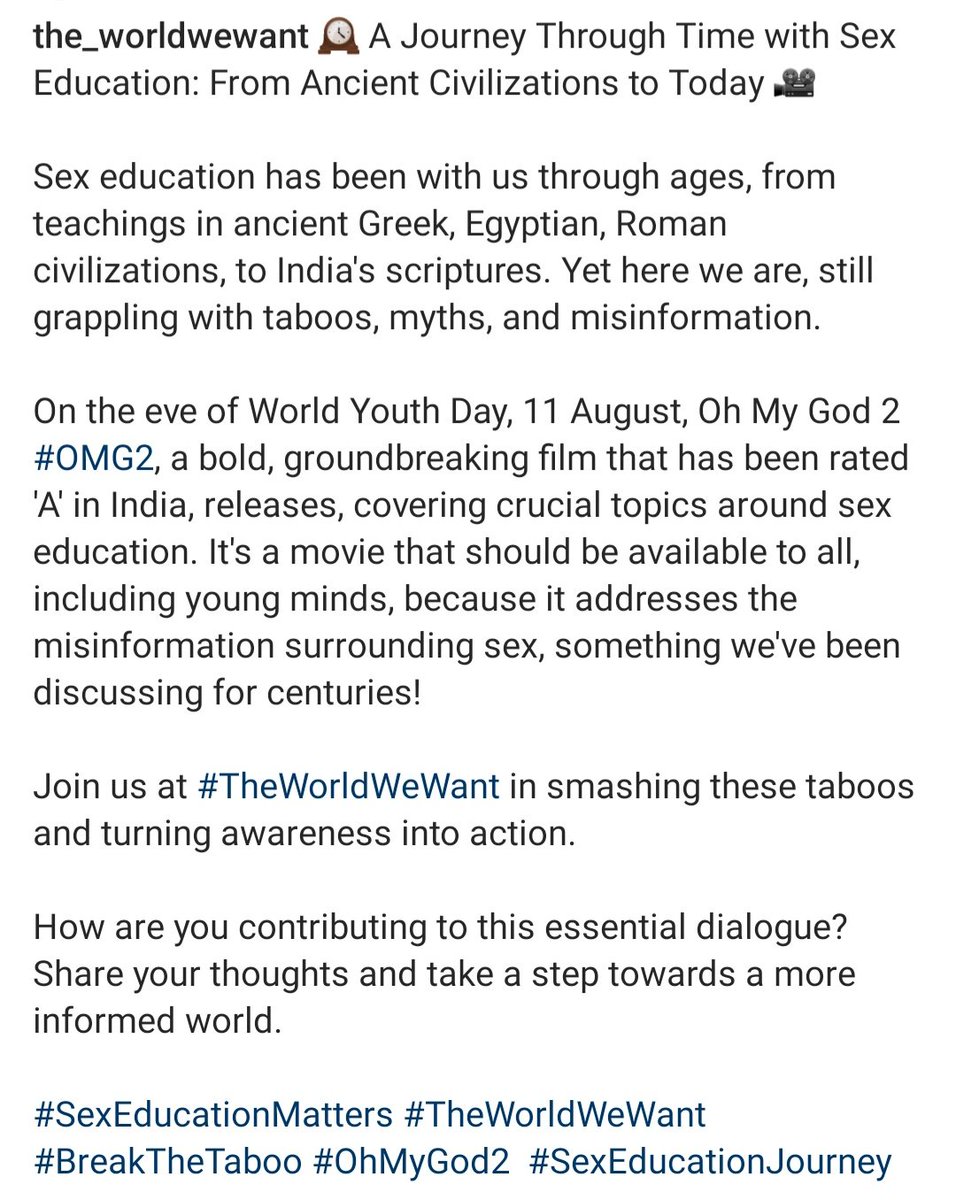 Join #TheWorldWeWant and request to change #OMG2 A rating. It's a movie everybody should watch. #AkshayKumar