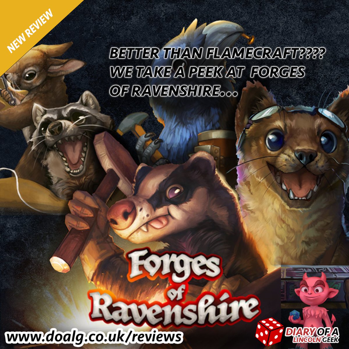 DofALincolnGeek's tweet photo. New Review is live... Calling all metalsmiths - Forges of Ravenshire has FINALLY landed for review! Could this be better than Flamecraft? Take a read and see... #forgesofravenshire #dicegame #engine #boardgame #doalg #boardgamecommunity https://t.co/5Ur2aGiVhR