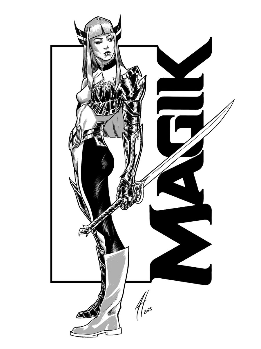 as always tried something different last night. In a comic book mood these days. Rewatched the New Mutants and was inspired to draw this. Reference used for the pose. Made changes where it made sense. #thenewmutants
#magik #illustration