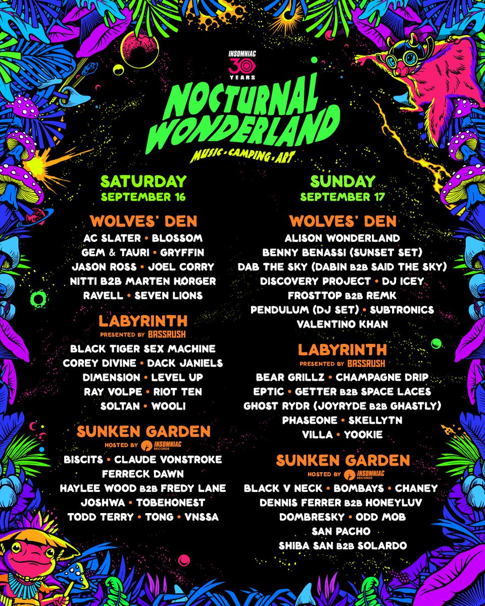 Nocturnal Wonderland Lineup