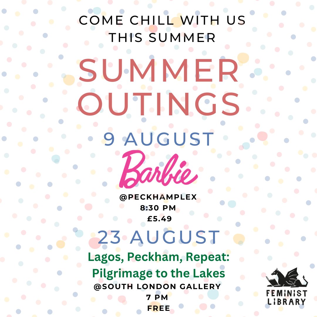 Hi Barbie 👋🏿🩷, Check out the Summer Outing Series, I've curated for the @feministlibrary. We're going to watch Barbie tomorrow @Peckhamplex and there's still time to sign up x Tickets are only £5.49...rsvp here: forms.gle/FcyadbRXLyWSUs…