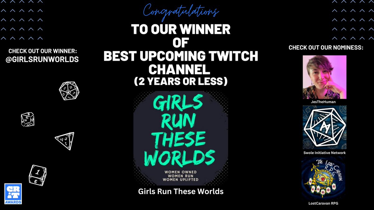 <a href="/UnprepCasters/">Unprepared Casters</a> Best Upcoming Twitch Channel (2 years or less) <a href="/GirlsRunWorlds/">Girls Run These Worlds (Hiatus)</a>