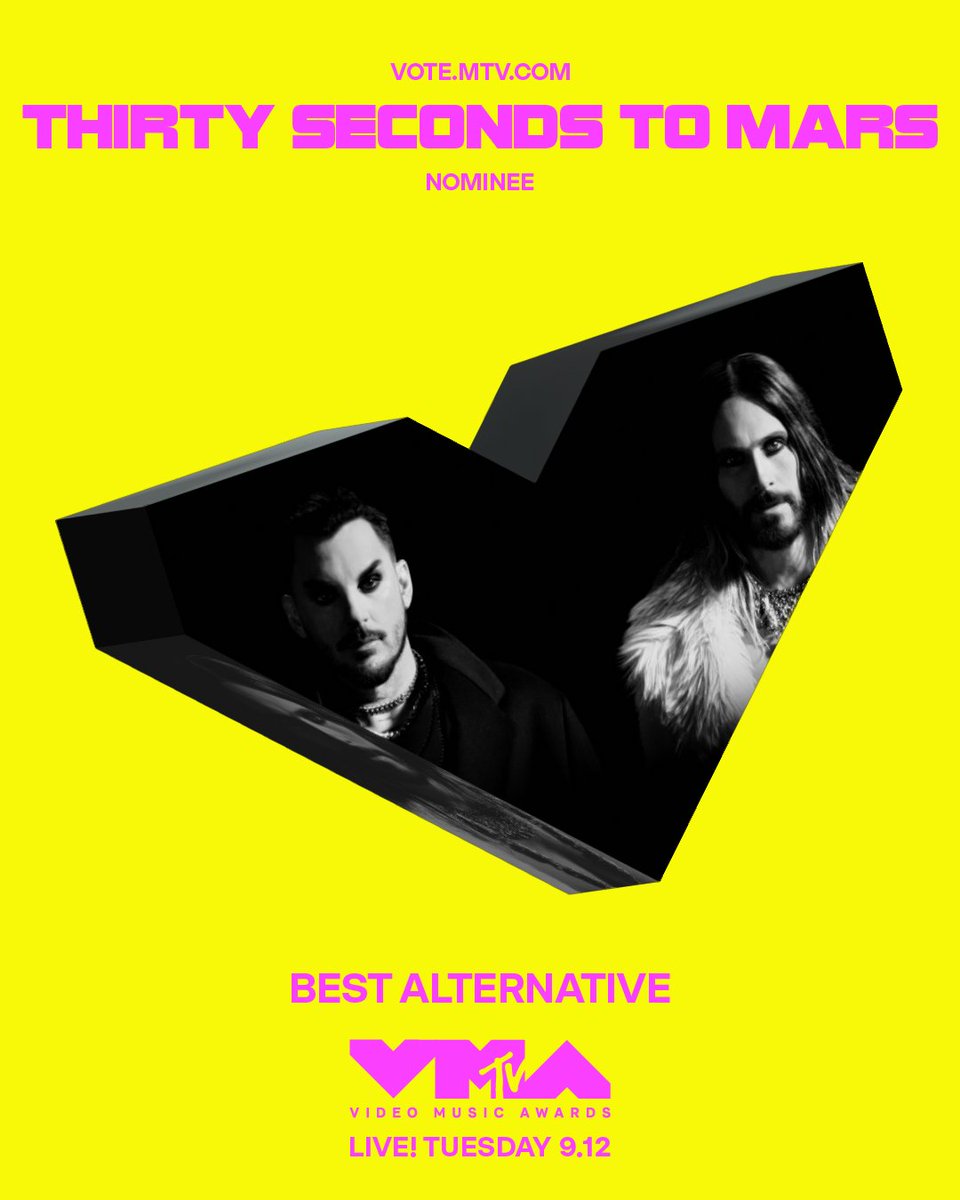 30SECONDSTOMARS's tweet photo. MARS IS NOMINATED FOR @vmas !!!!!!

VOTE HERE: https://t.co/2h4hXPwby8 https://t.co/8r6GBdTtuI