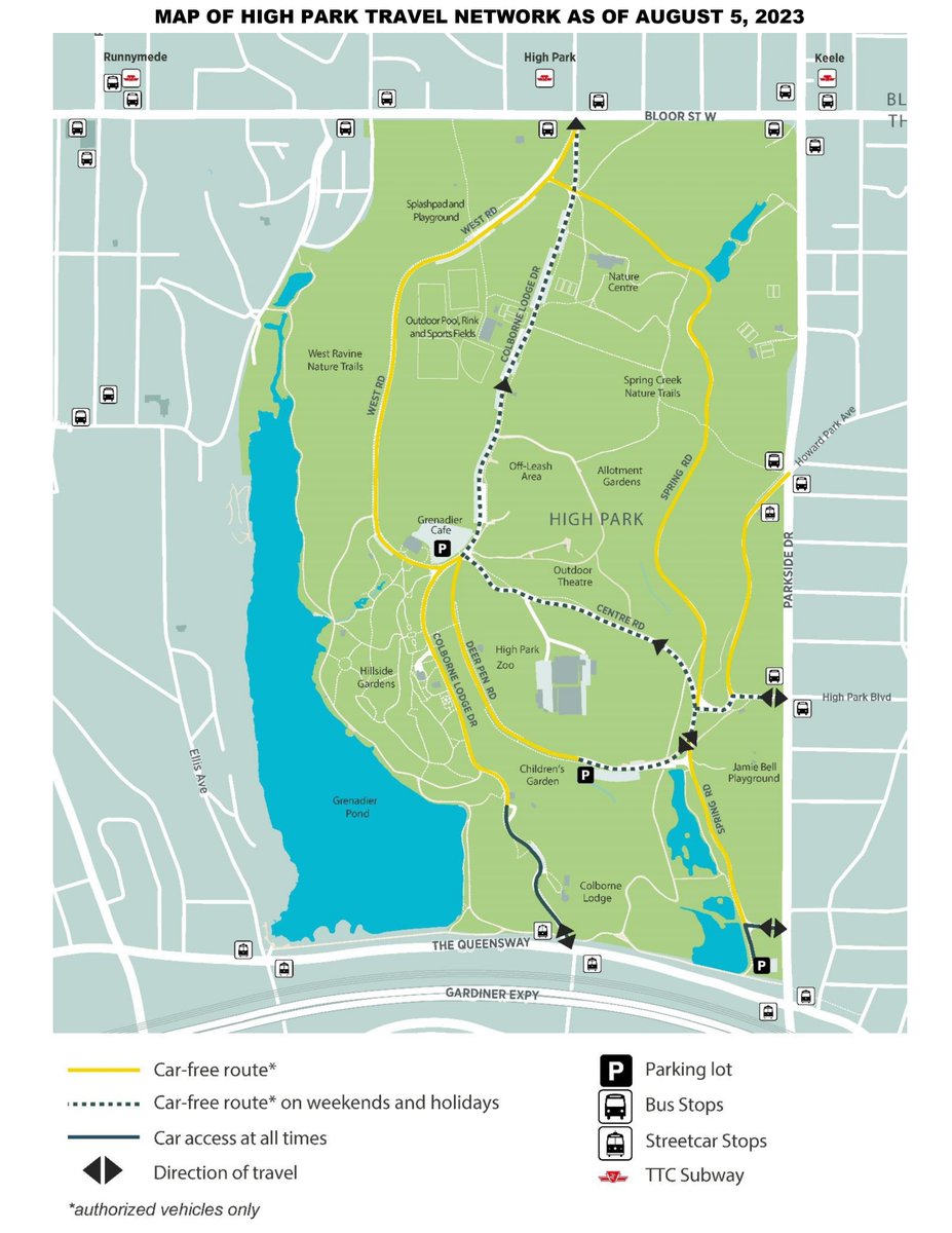 CycleToronto's tweet photo. Big changes are coming to High Park! 

With restrictions on car access on weekends and several roads now permanently car-free, the park will be a safer and more enjoyable place for vulnerable road users.

(1/3) https://t.co/Vw2vIhY5MC