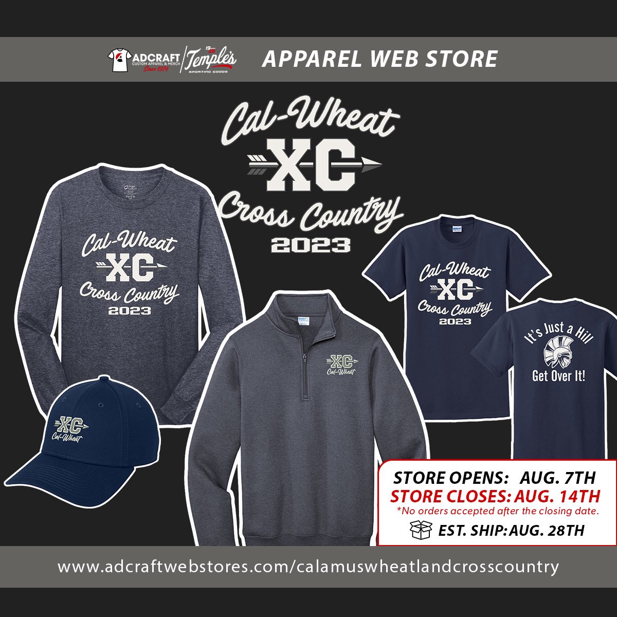 Cross Country Apparel Store is OPEN! Closes, Monday August 14th at midnight! www.adcraftweb stores.com/calamuswheatla…