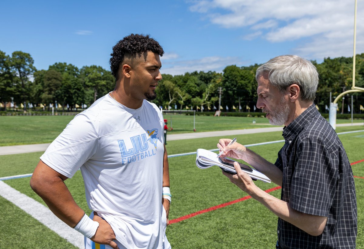 LIUSharksFB's tweet photo. Media availability with Newsday ahead of Tuesday's practice!

@Newsday @bheyman99 https://t.co/TiZ13wmSuO